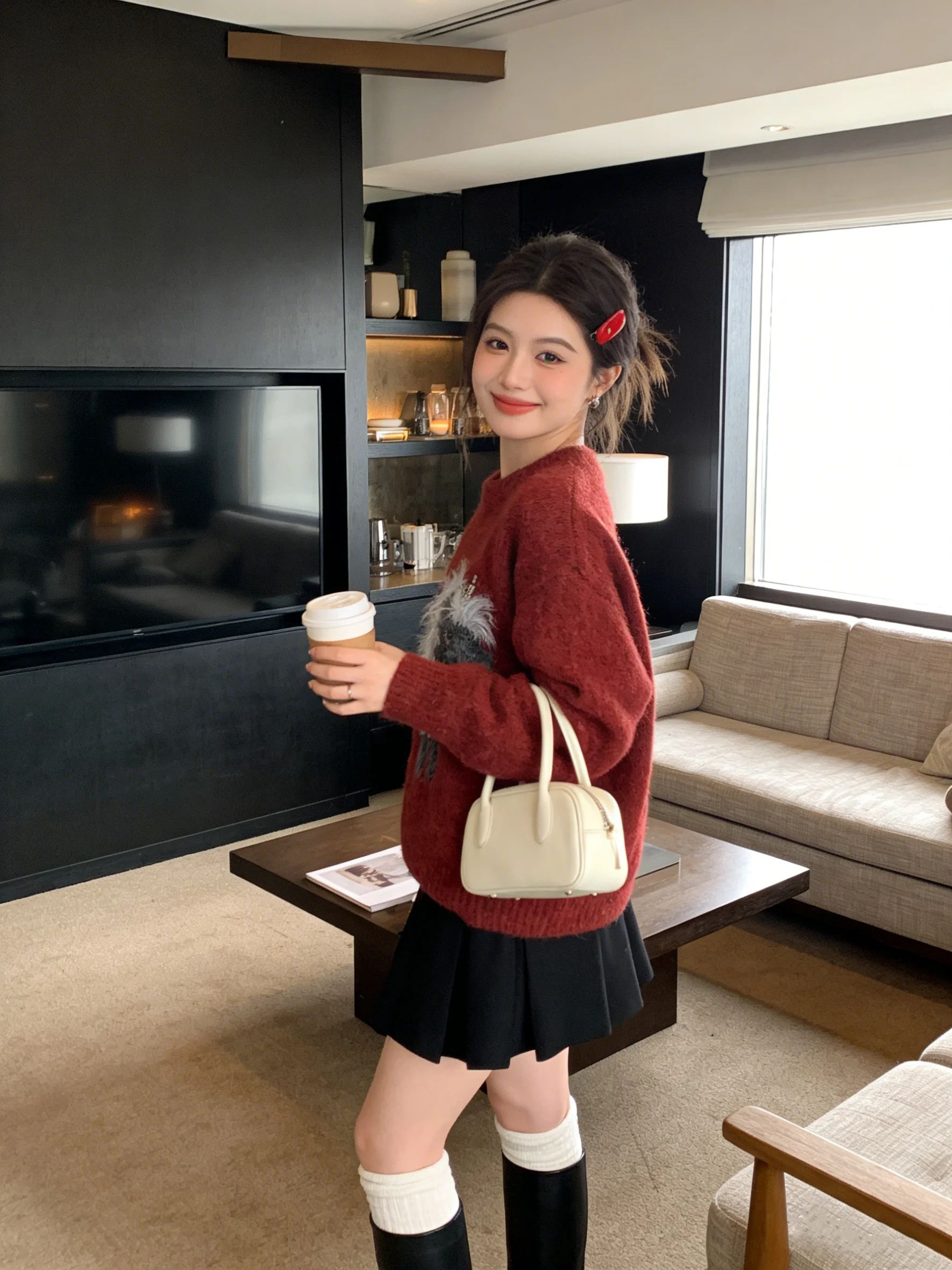 

Soft Warm Glitter Knitted Sweater Korean Sle Cisas Pattern Tassel Fem Long Sve round Ne Autumn Winter Top