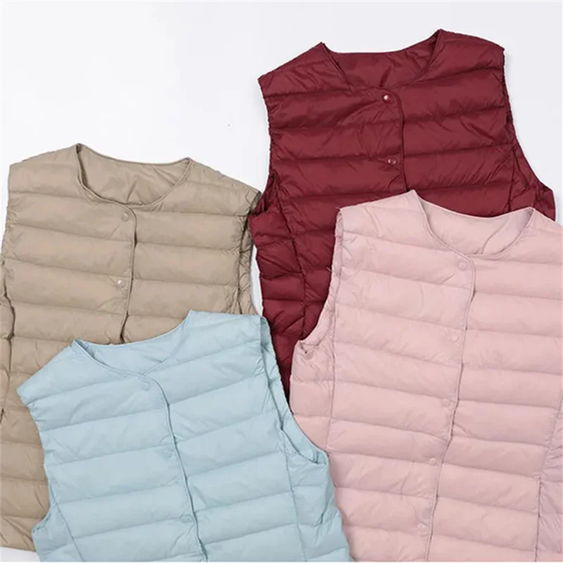 秋冬超軽量ホワイトダックダウンベストコート レディース ノースリーブ ダウンベスト ジャケット レディース 大きいサイズ 暖かい ショート丈 タンクトップ