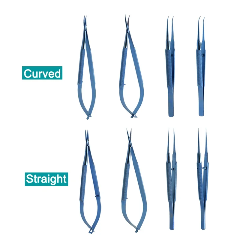 

GREATLH Microscopic Instruments Titanium Alloy Micro Scissors Toothed Toothless Forceps Ophthalmic Surgery Instrument 4pcs