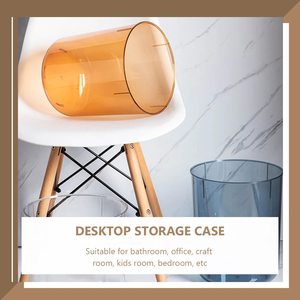 

Household Clear Waste Basket Plastic Trash Can for Office Desk Small Transparent Garbage Bin Storage Round Waste Basket