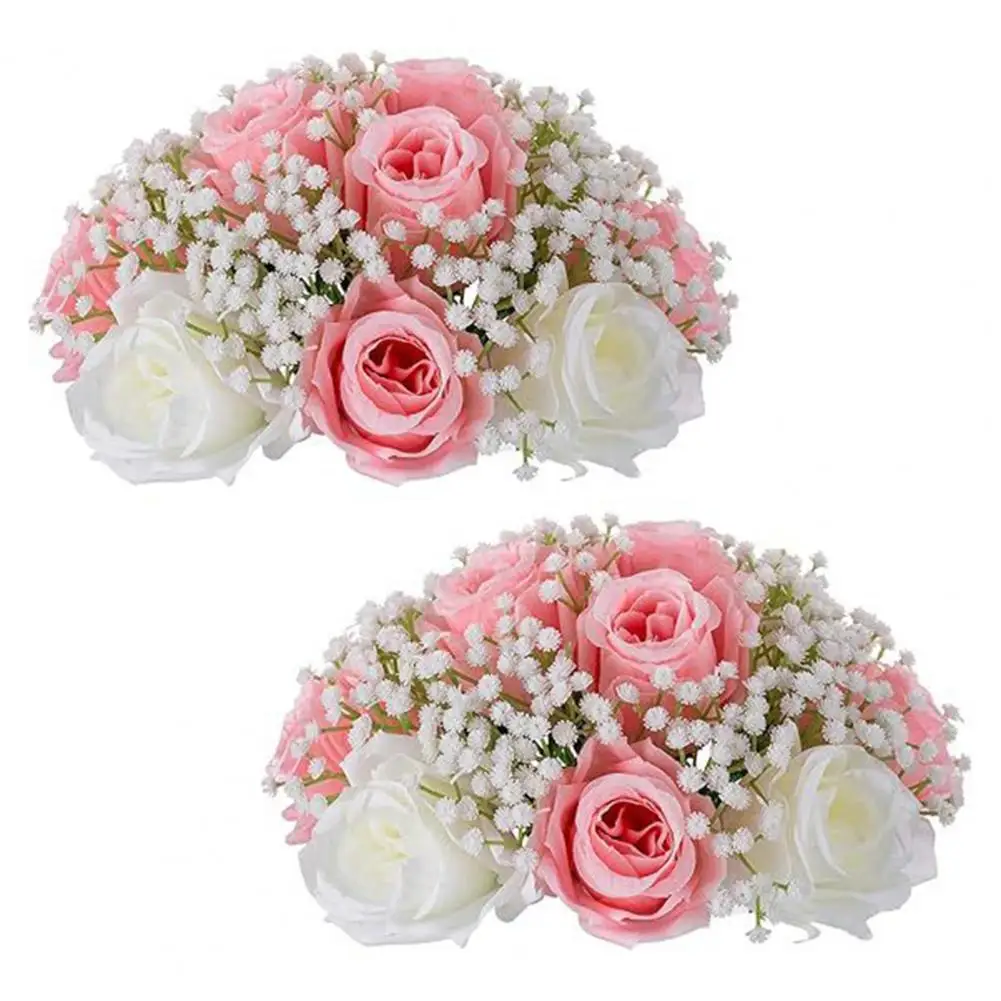 Diy Project Zippers Gypsophila Scattered Roses Realistic Non-fading White Rose Bouquets Home Party Diy Decor with Simulated