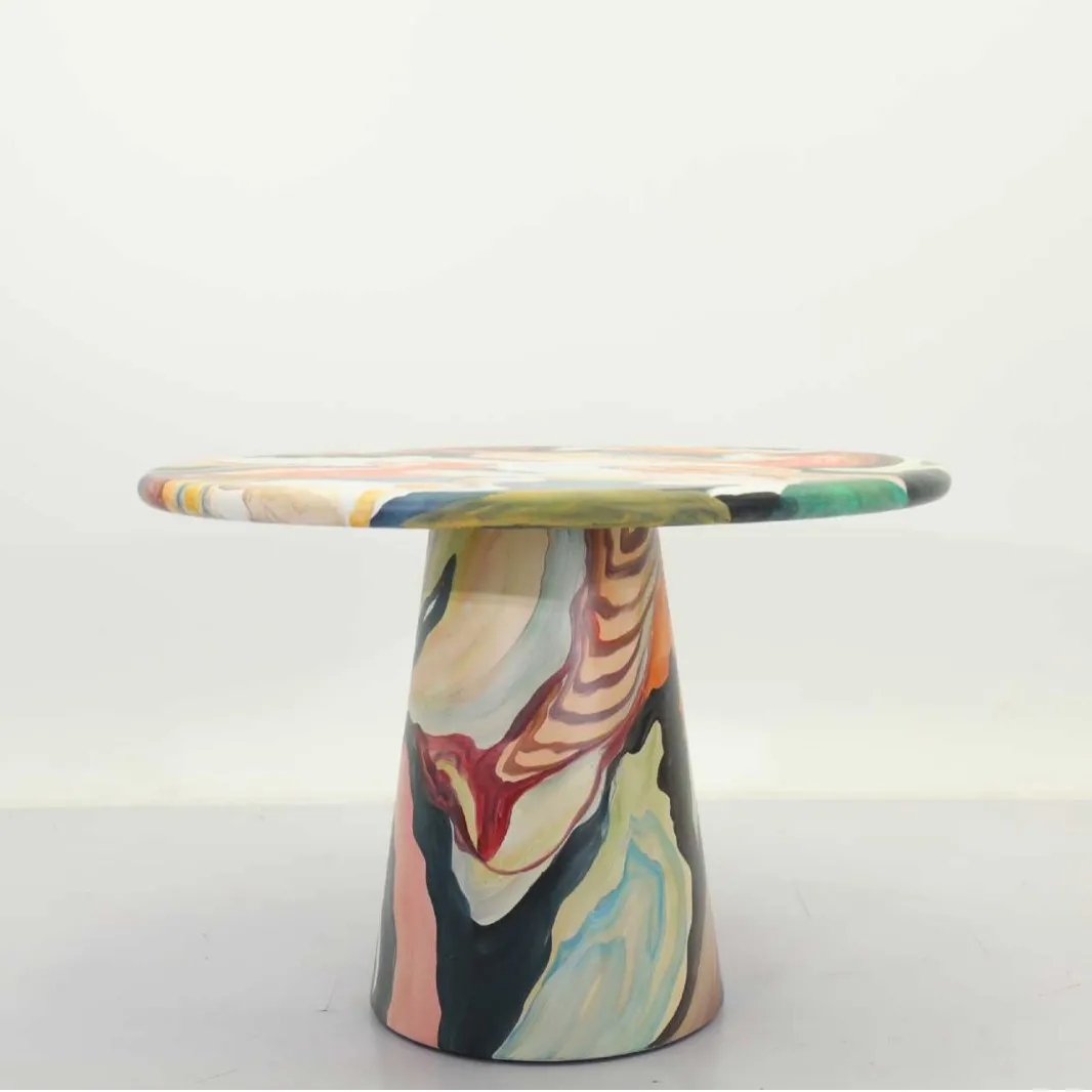 

LTT FRP Leisure Table Hand Painted Furnace Oil Painting Painted Table Creative Graffiti