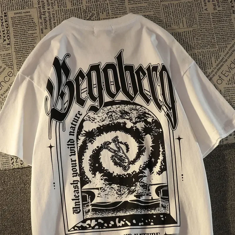 Pure Cotton Summer American Short Sleeved T-shirt for Men and Women Loose and Versatile Ins Street Style Retro Top T-shirt