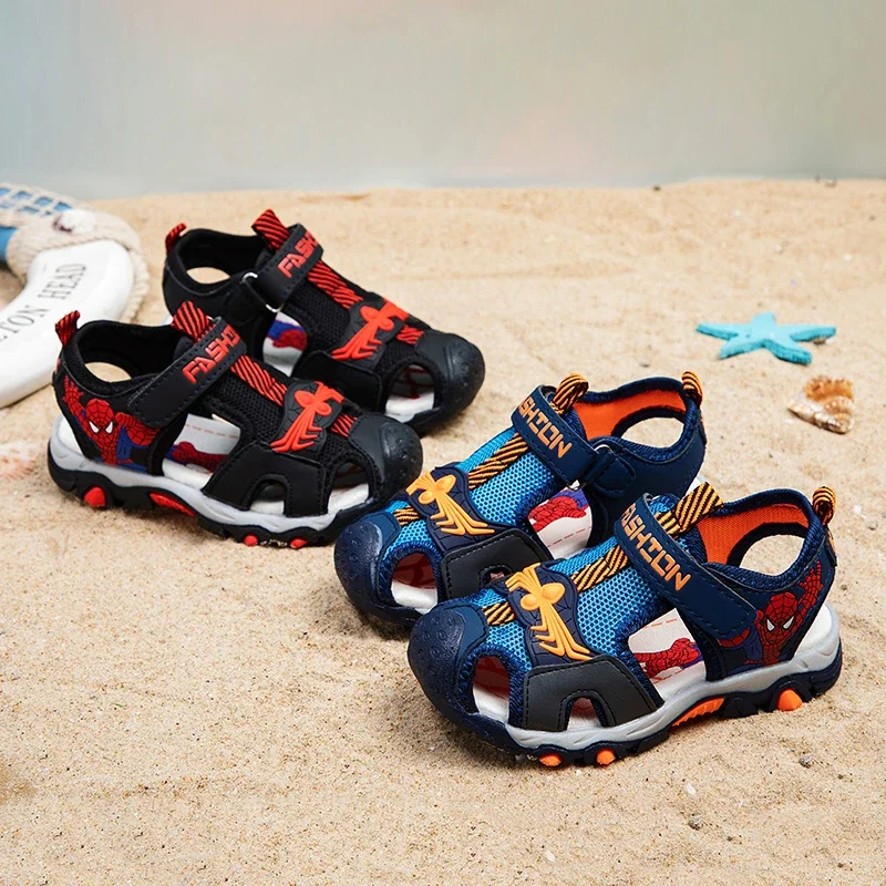 Summer Boys Sandals Black Red Hollow Out Breathable Boys Girls Sneakers Gray Blue Soft Non-slip Kids Sports Sandals Boys Shoes