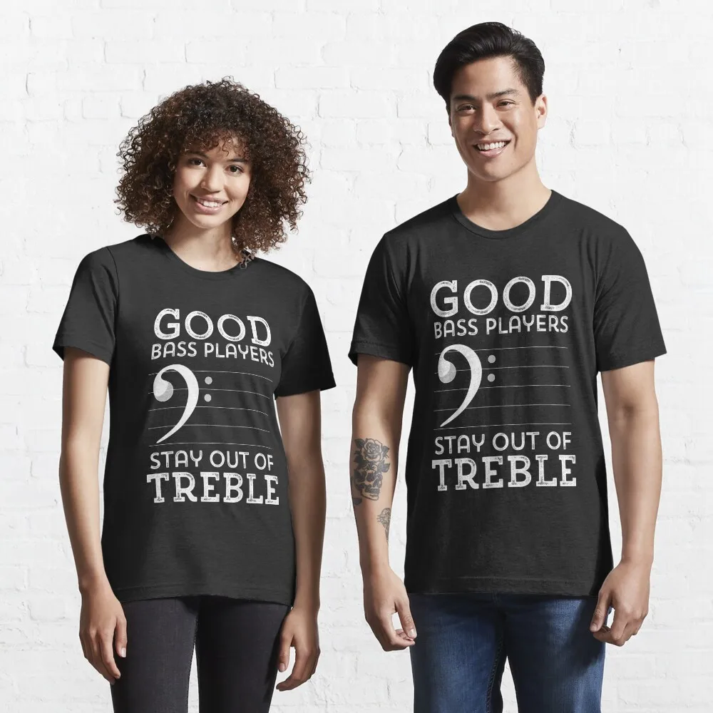 T-shirt gráfico engraçado do contrabaixo da música, fique fora dos agudos, Bass Clef essencial, anime, vintage, alta qualidade, 100% algodão