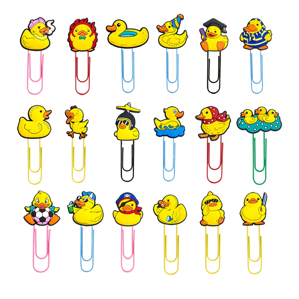 Creative Cartoon Yellow Duck Paper Clip Bookmark Cute Little Duck Y2k Fashion Toys Anime Cartoon Frind Kawaii Cute