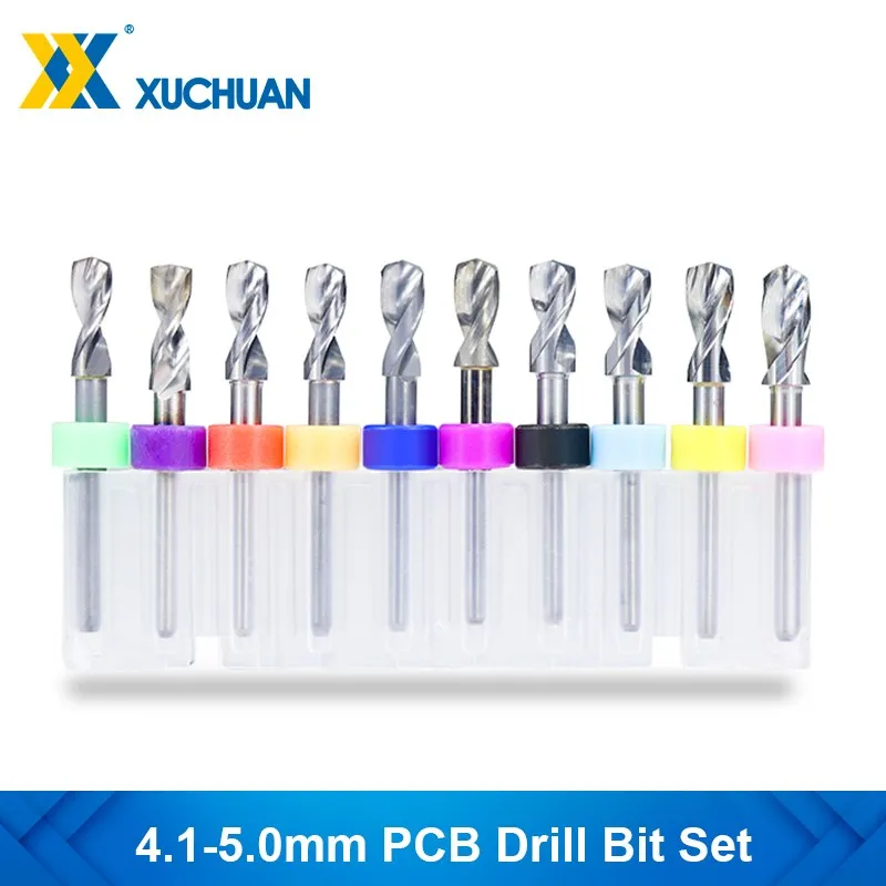 

Carbide PCB Drill Bit Set 3.1-5.0mm 3.175mm (1/8"）Shank PCB Print Circuit Board Drill Bit Set Drilling Tool 10pcs/set