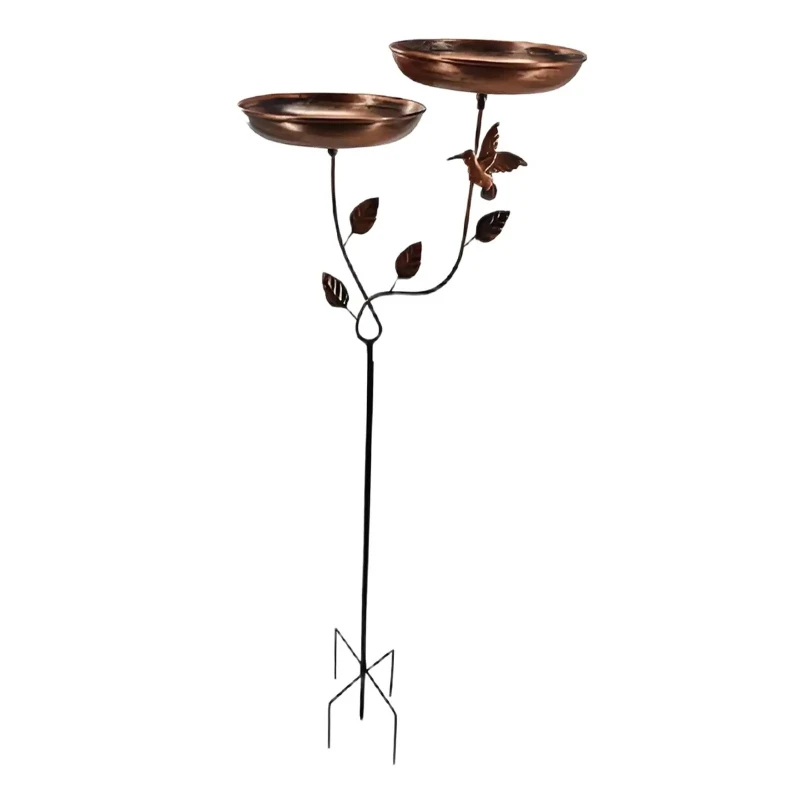 

Metal Bird Bath Retro Weather Resistant Bird Water Bowl Bird Feeder Birdbath