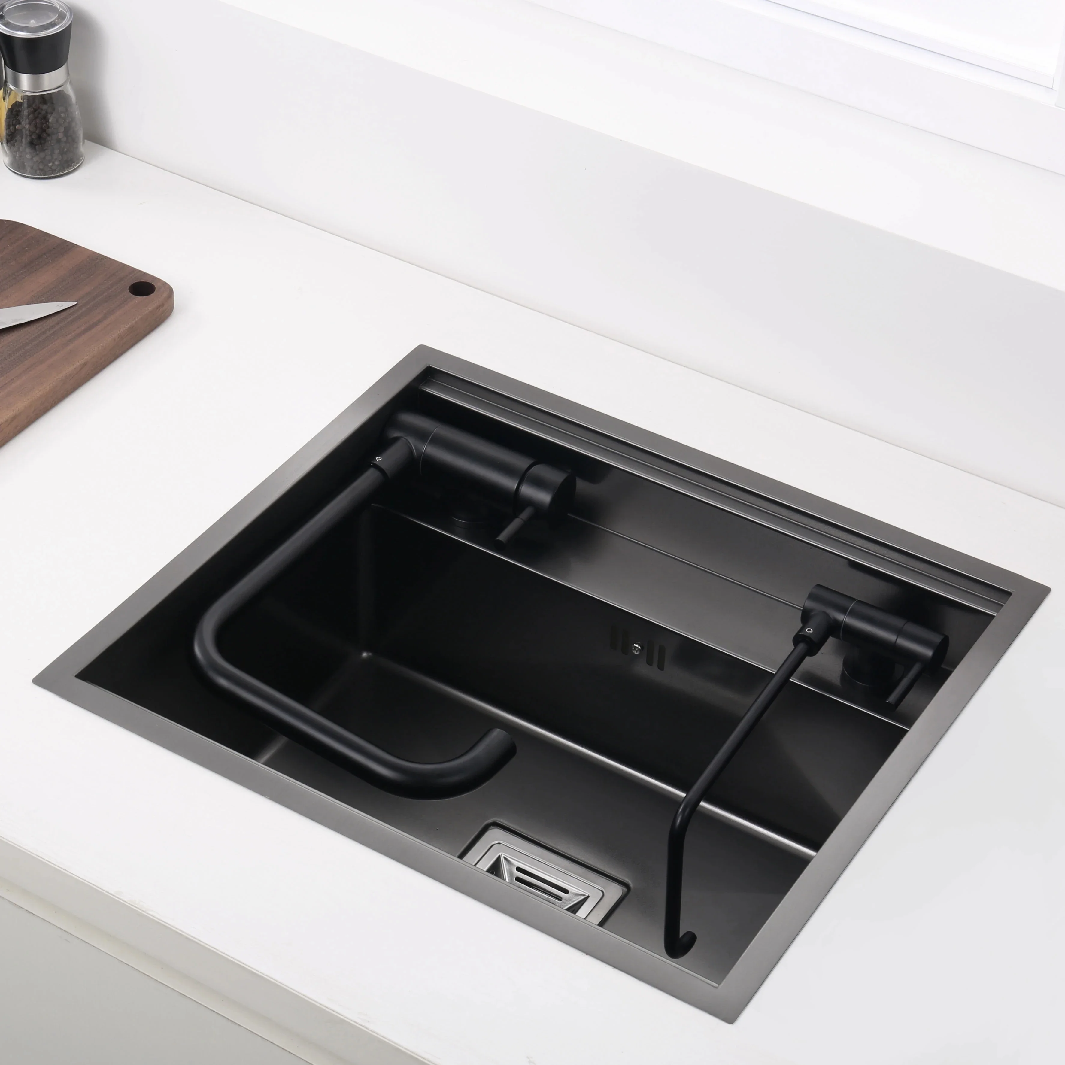 Hidden Kitchen Sink Bowl Stainless Steel Sink Concealed Single Sinks