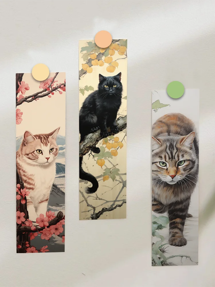 30pcs Japanese cat bookmark Cartoon cute animal decoration Reading page mark Book mark page holder Student supplies Message card