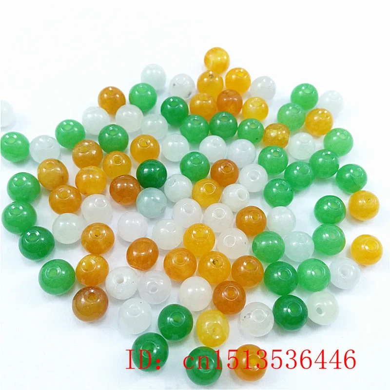 10pc Natural Tricolor Money Bead Jade DIY Bracelet Bangle Charm Jadeite Jewellery Fashion Accessories Amulet Gifts for Women Men