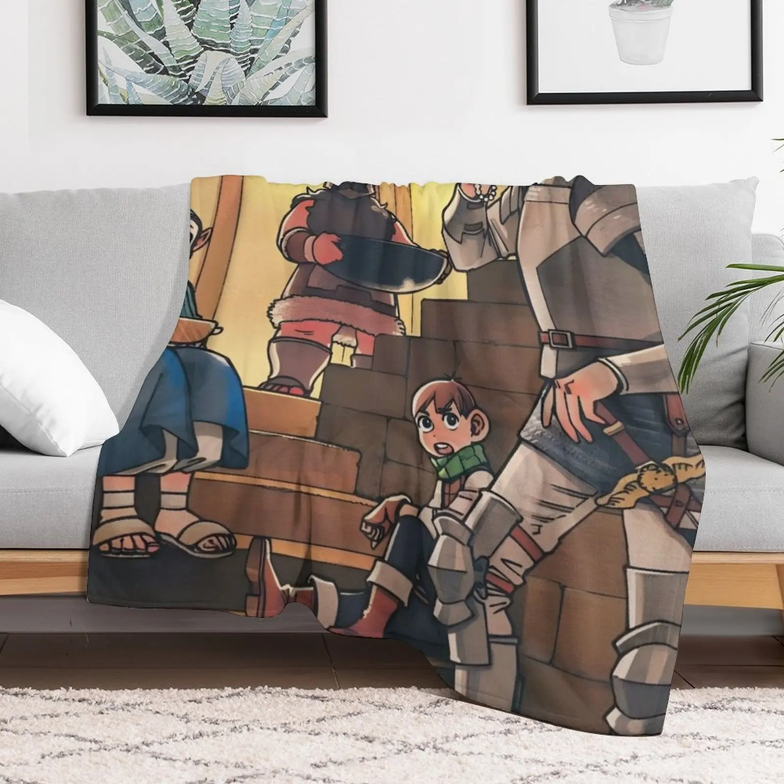 Delicious in Dungeon Looking Cute while Eating Meal Throw Blanket Weighted Summer Flannel Fabric Blankets