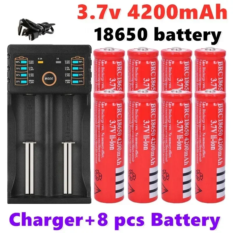 

100%New Original 18650 battery 3.7V 4200mAh rechargeable liion battery for Led flashlight Torch batery litio battery+USBCharger