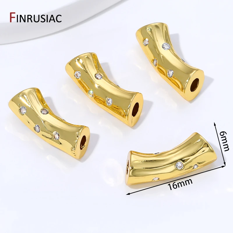 18K vergoldete Messing-Abstandshalterperlen mit unregelmäßiger, gebogener Form, Trenner für Perlen, DIY-Zubehör für die Herstellung von handgefertigten Armbändern und Halsketten – Detail 16