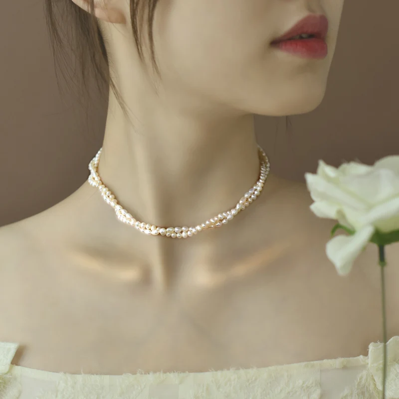 

Ожерелье из настоящего натурального пресноводного жемчуга NYMPH, ювелирные изделия, колье с камнем, белый двухслойный подарок на годовщину вечеринки для женщин