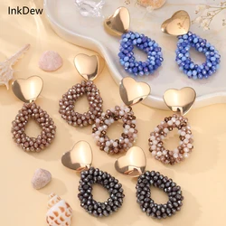 INKDEW Small Earrings Heart Shape Water Drop Earrings for Women Handmade Beads Crystal Earrings Gift Jewelry boho EA155