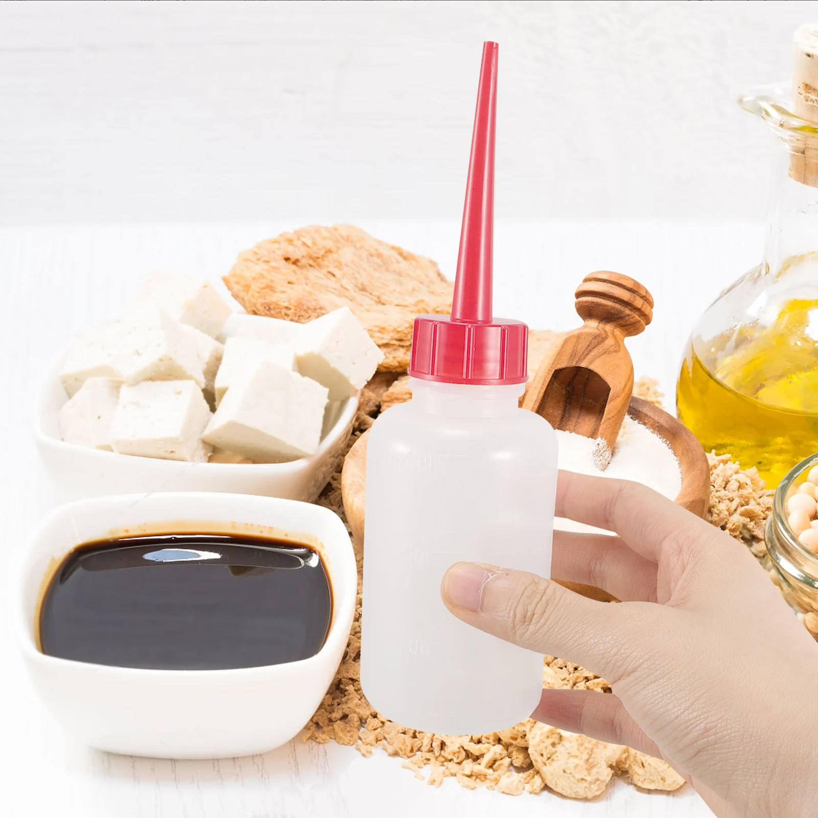 

Condiment Bottle Sharp Mouth 150ml Sauce Dispenser Squeeze Kitchen Tool Soy Vinegar Oil Dressing Ketchup Portable Jam