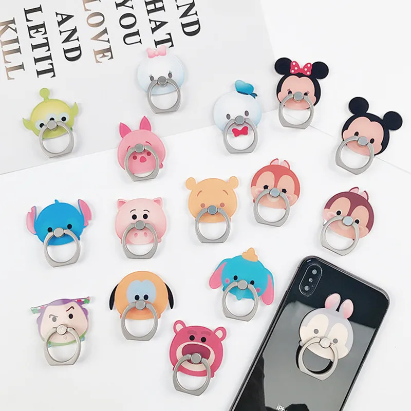 

Disney Anime Mickey Mouse Mobile Phone Holder Kawaii Minnie Mobile Phone Ring Buckle Cartoon Stiitch Pooh Mobile Phone Holder