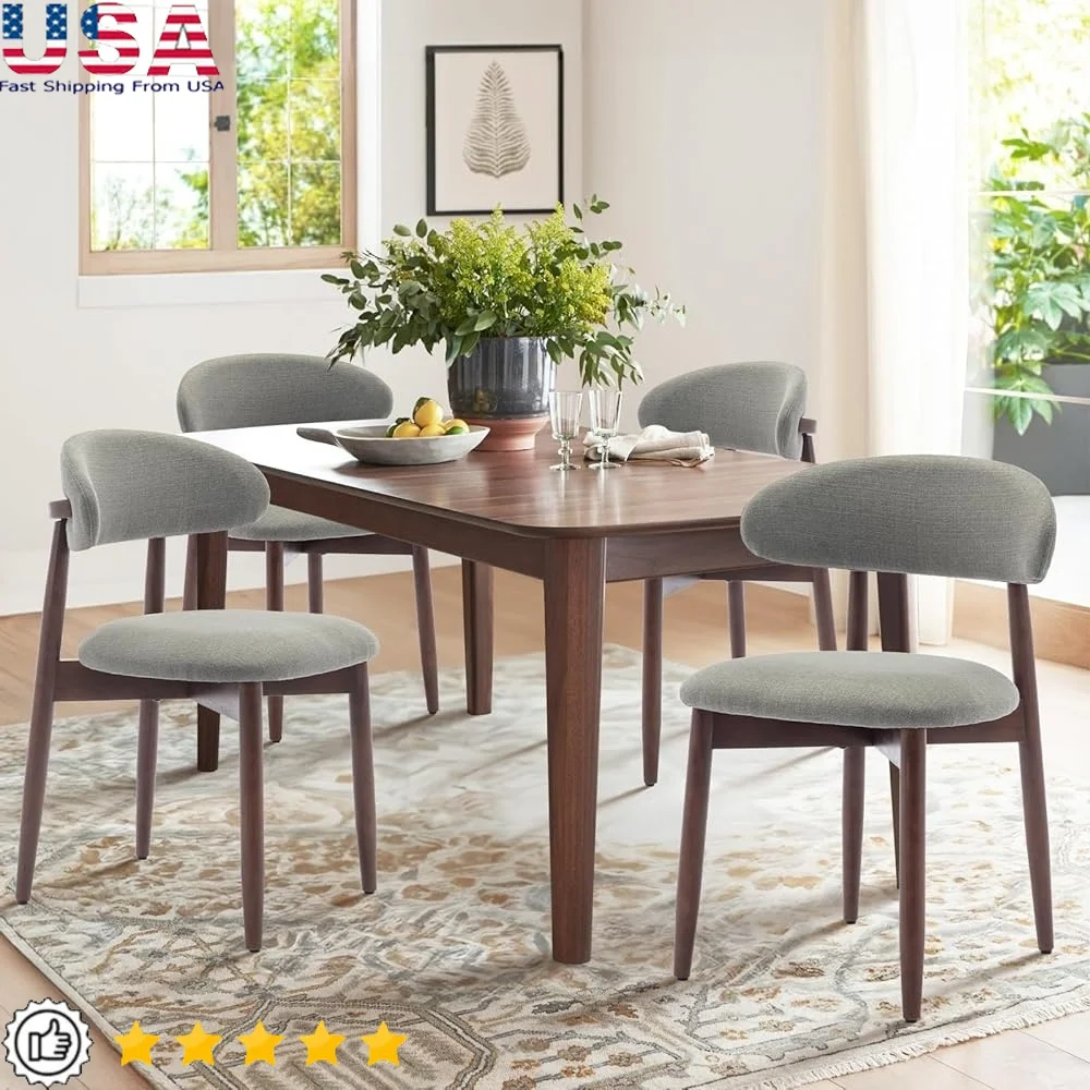 

Modern Wooden Dining Chairs Set of 4 Upholstered Kitchen Chairs Ergonomic Design Comfortable Back Support Space Saving Easy