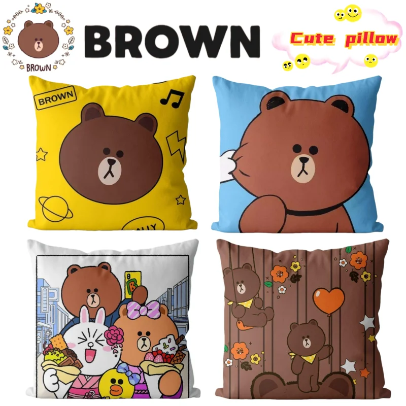 

Новая коричневая подушка-игрушка Cony Sally Choco: милая мультяшная подушка для гостиной, мягкая и удобная, декоративная.