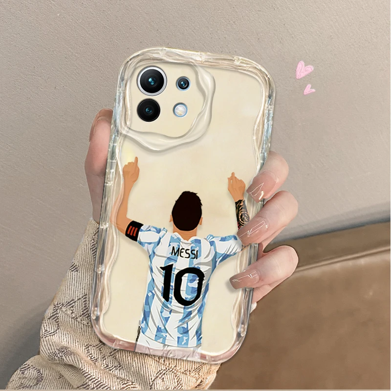 Football C-CR7 3D Wave Case For Xiaomi 13T 12T 14 13 12 11 Lite 5G NE 10T POCO X5 X6 Pro X3 NFC X4 GT F3 F4 F5 F6 M6 M5S C65