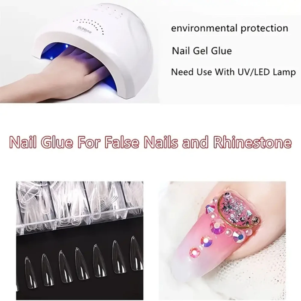 XEIJAYI7ML Soft Gel Tip Adhesive Glue for False Tips Extend Press on Nail Long Lasting 3D Decorations DIY Crystal Gems Nail Art