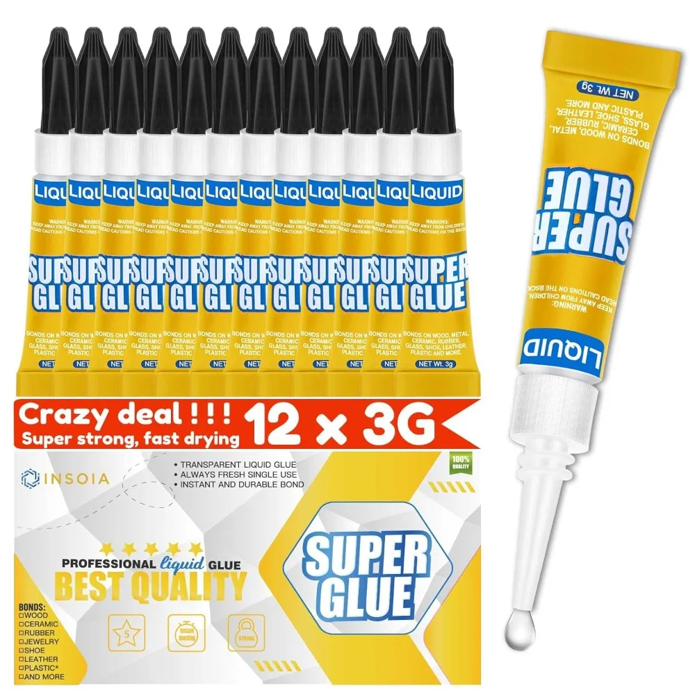 

US Shipping Super Glue Liquid Clear 3g All Purpose Strong Cyanoacrylate Adhesive Quick Dry for Plastic Metal Ceramic Wood