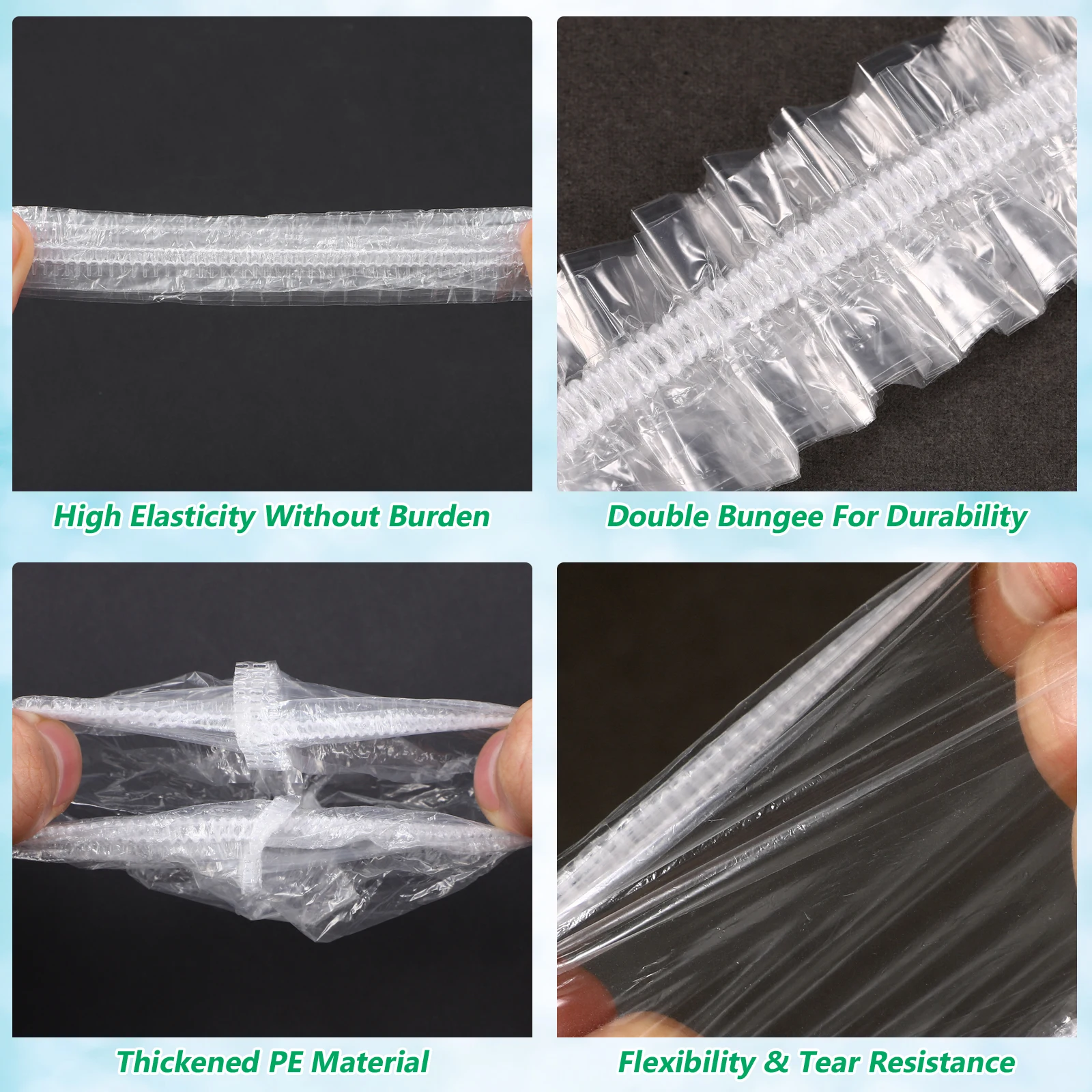 

200Pcs Elastic Ear Covers for Shower Disposable Waterproof Protectors for Hair Dye Bathing One Size Fits All Ear Cover