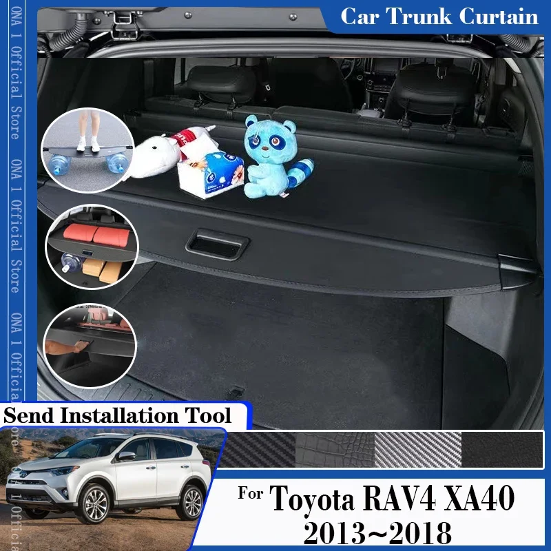 

For Toyota RAV4 RAV 4 XA40 2013 2014~2018 Car Trunk Curtain Covers Retractable Shields Luggage Rack Partition Shades Accessories