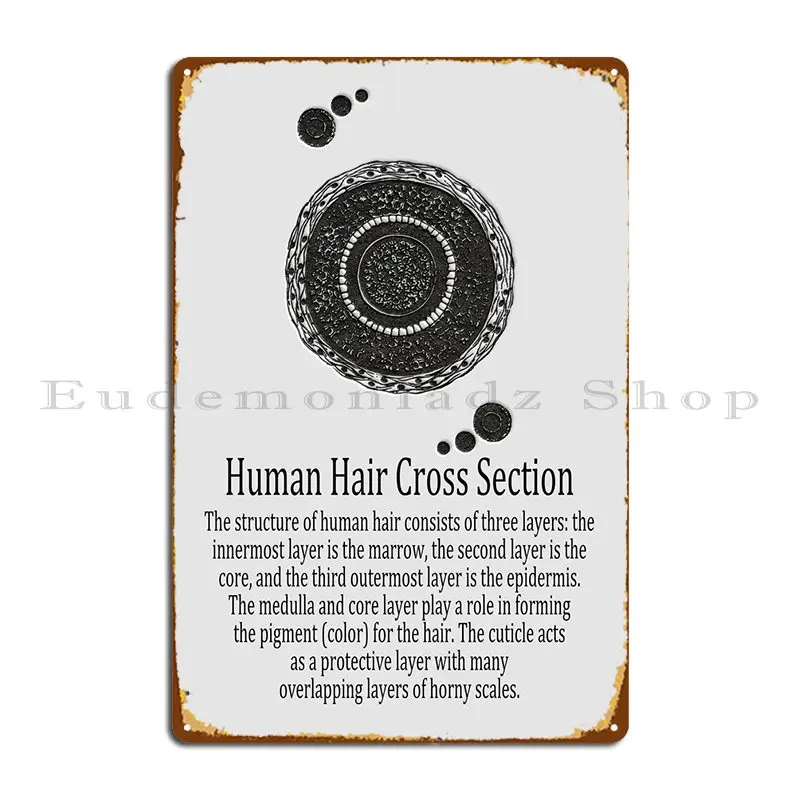 Human Hair Cross Section Metal Sign Club Funny Garage Printed Bar Tin Sign Poster