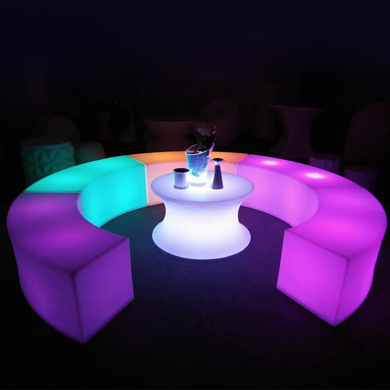 Led Curved Stool for KTV Bar Nightclub Outdoor Park Lighting Lounge Chair