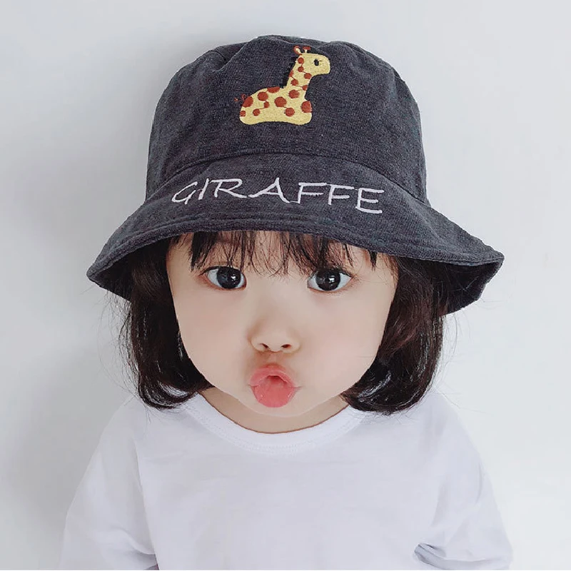 Cute Children Bucket Hat New Spring Embroidered Sun Hat Cartoon Animal Outdoor Boys Girls Summer Unisex Hat Hip Hop Baby Cap