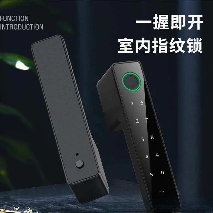 Fingerprint padlock Minimalist room Home indoor ecological wood door lock Office aluminum alloy smart password lock