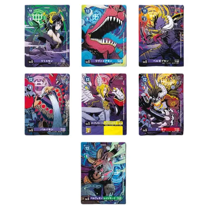 7 Sheets Flash Card Beelzebumon Lilithmon Seven Great Demon Lords Digimon Adventure Diy Action Toy Figures Anime Game Collection