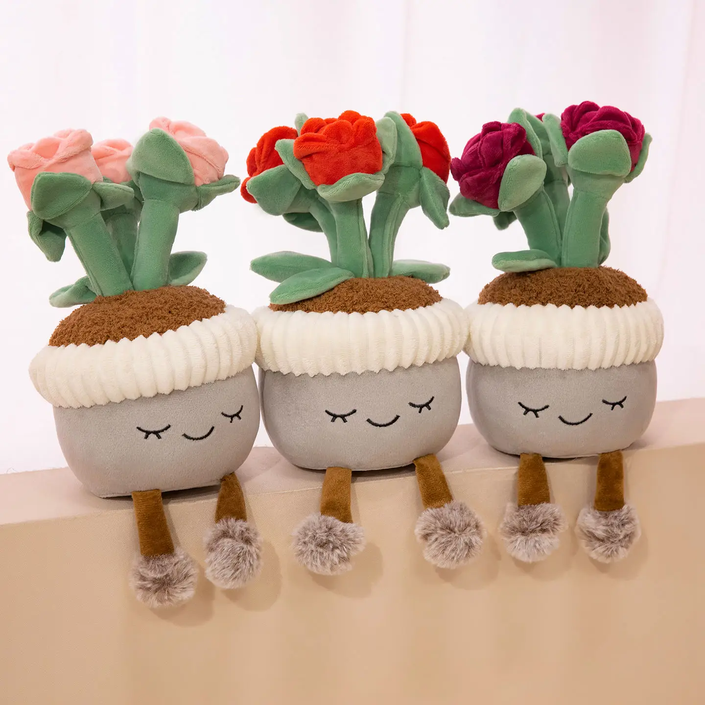 30 cm Künstliche Blume Plüsch Spielzeug Nette Grüne Pflanzen Blüte Kaktus Sonnenblume Rose Weiche Puppen Kawaii Hause Dekoration Weihnachten geschenk – Detail 12