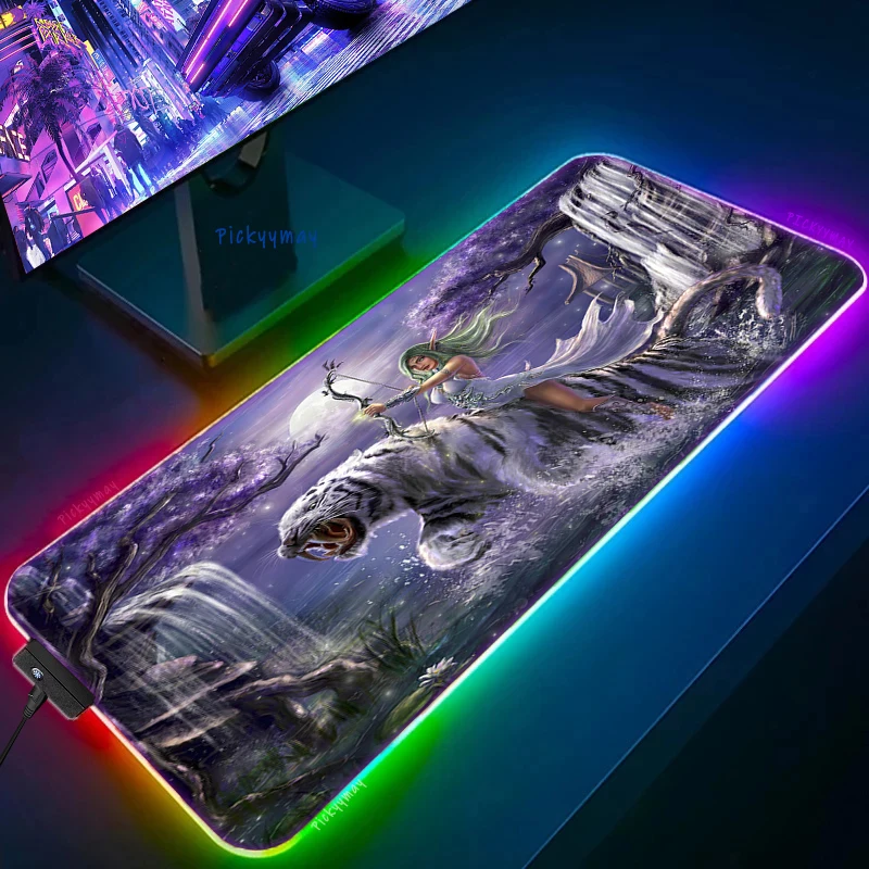 World Of Warcraft LED Backlight Gaming Mousepad Gamer Mousepads RGB Mouse Pad Non-Slip Rubber Deskmats Keyboard Desk Mat WOW