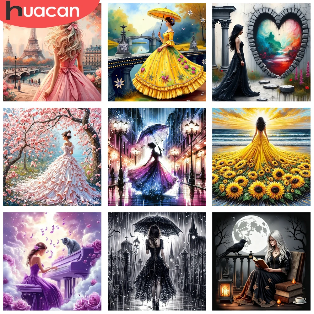 HUACAN Diamant Mosaik Frau Porträt Diy Handwerk Komplette Kits Diamant Malerei Neuheiten Kits Home Schlafzimmer Wand Kunstwerk