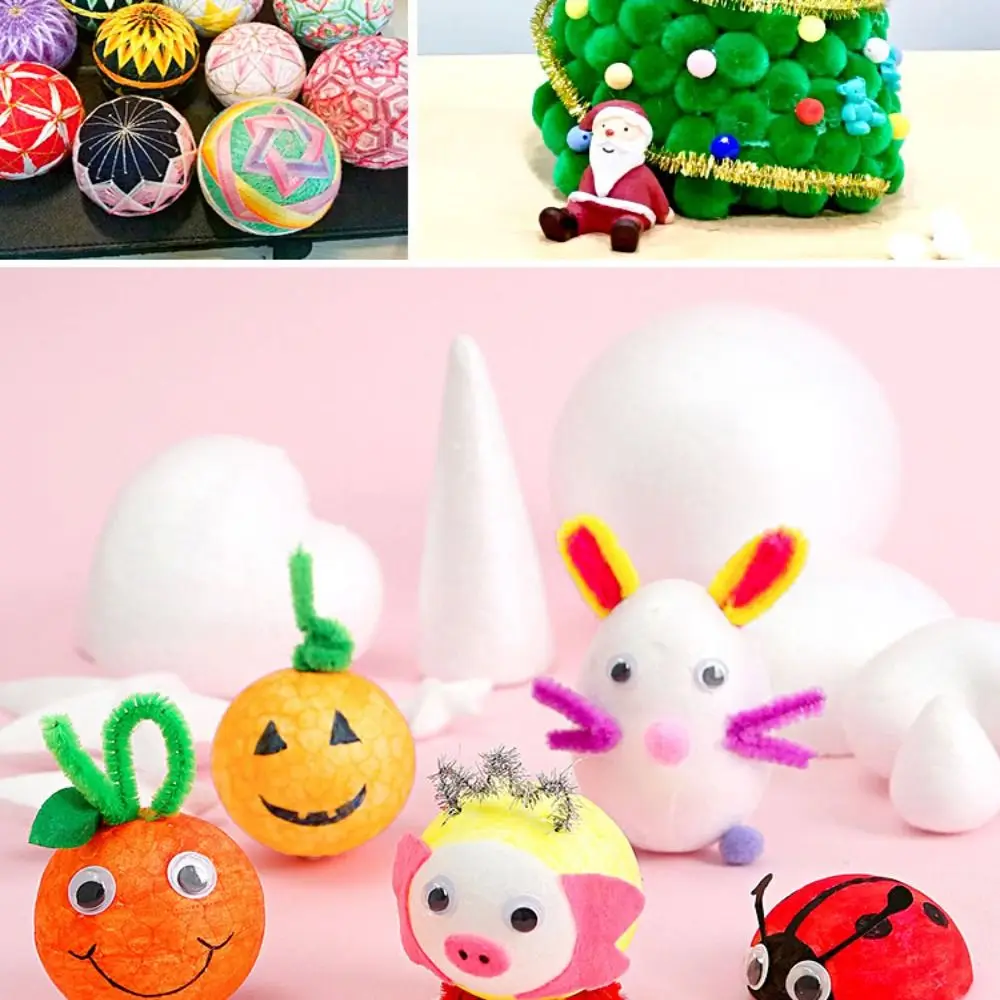 1cm 1.5cm 2cm 2.5cm 3cm 4cm white foam Round balls Mini Polystyrene Styrofoam craft Decoration Christmas balls view 5