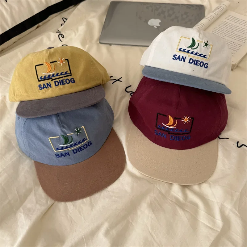

Niche color matching embroidery letter flat brim cap women's street tide brand versatile hip hop baseball cap tide