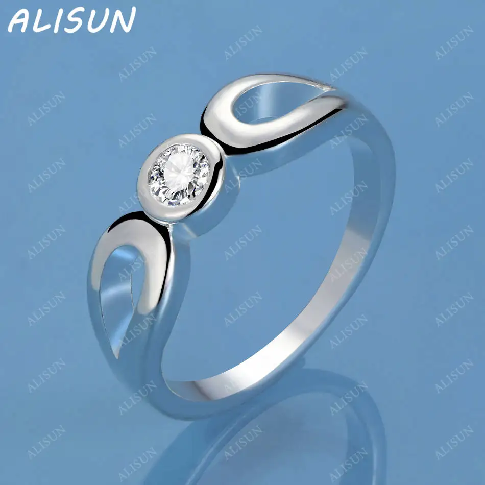 

ALISUN 925 Sterling Silver Simple Zircon Ring For Women Fashion Jewelry Vintage Grace Charm Noble Party Birthday Gifts