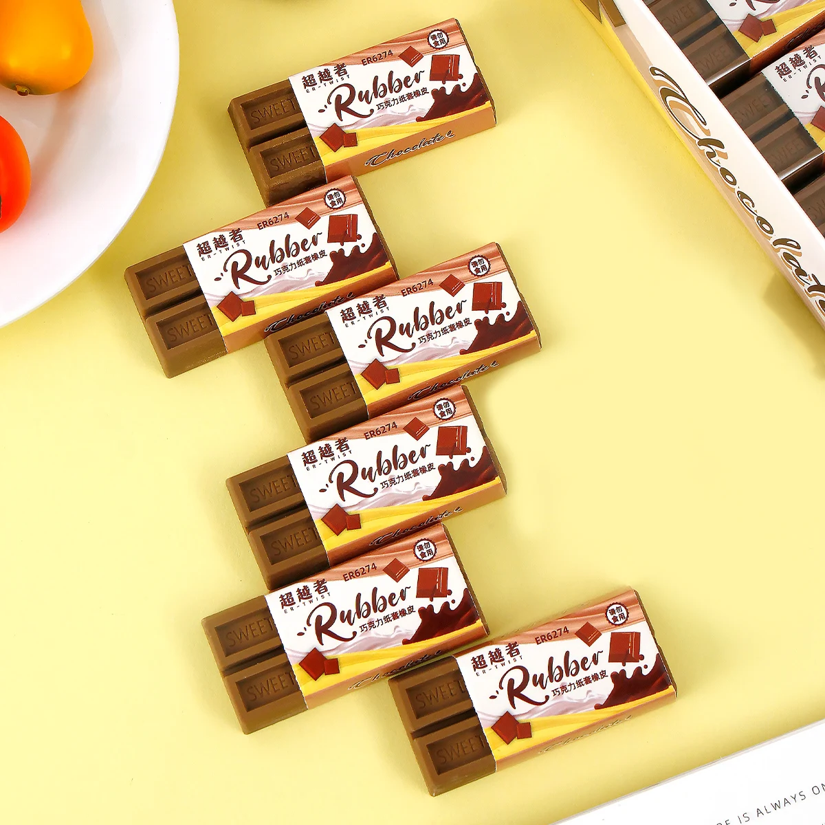 3/6 個のチョコレート型消しゴムは楽しくてリアルで、教師、クラスメート、友人へのギフトに最適です。