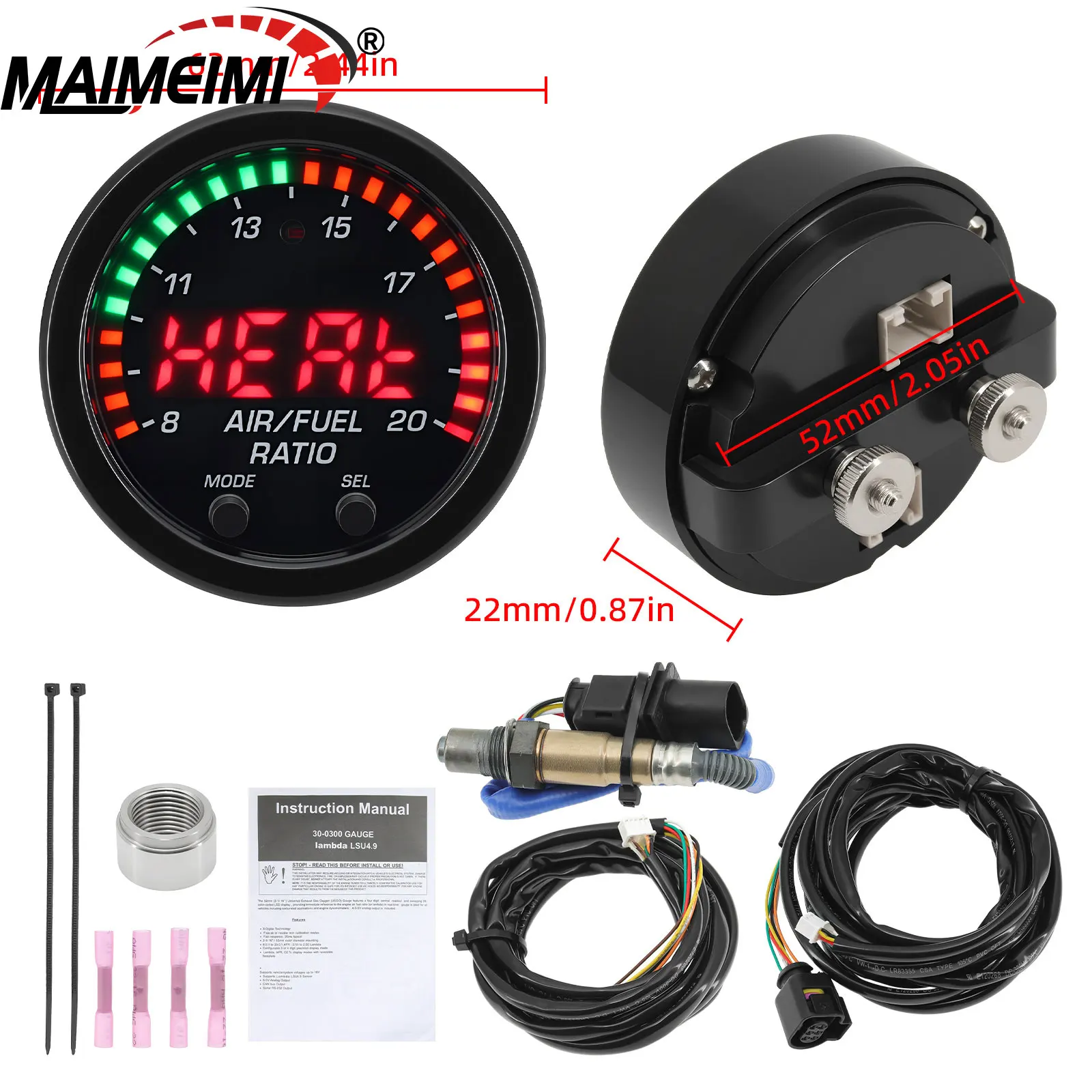  Car O2 Air Fuel Ratio Wide-band Gauge For 30-0300 X-Series For Car Meter Oxygen Sensor Controller
