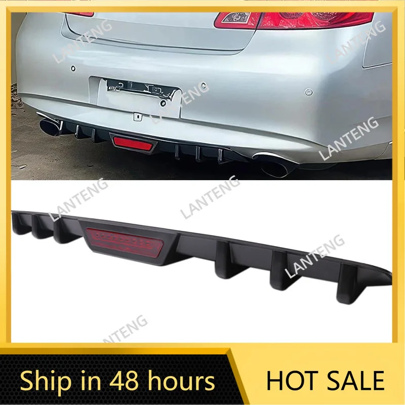 Car Rear Spoiler Bumper Diffuser Lip w/ LED Tail Brake Stop Light For I-nfiniti G35 G37 G25 SEDAN Automotive Accessories Parts