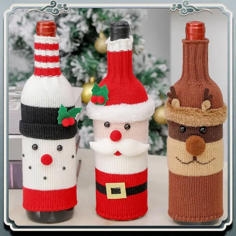 Resistente maglione di Natale Copri bottiglia di vino Copri bottiglia di vino per decorazioni natalizie-Decorazioni per feste maglione di Natale