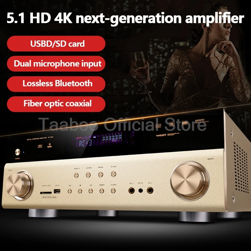 

1800W High Power Bluetooth Professional Sound Amplifier Multifunction HiFi Fever Subwoofer Home Theater Stereo Audio Amplifier