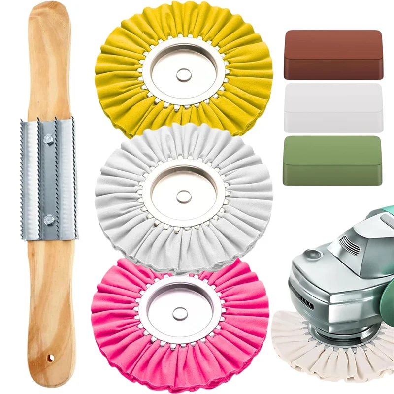 

A88E-7PCS 8 Inch Polishing Kit Airway Buffing Wheels For Metal Rim Shine Restoration Grinder Compatible Wheel Polisher