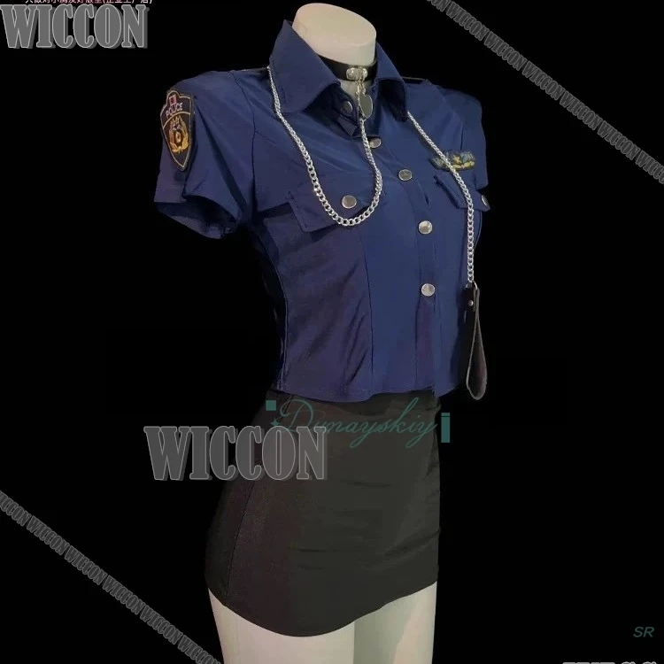 مضيفة طيران المرأة موحدة ضابط الشرطة طوق تنورة الحرير الأسود Strappy الجوارب قميص هالوين حفلة هدية عيد الحب