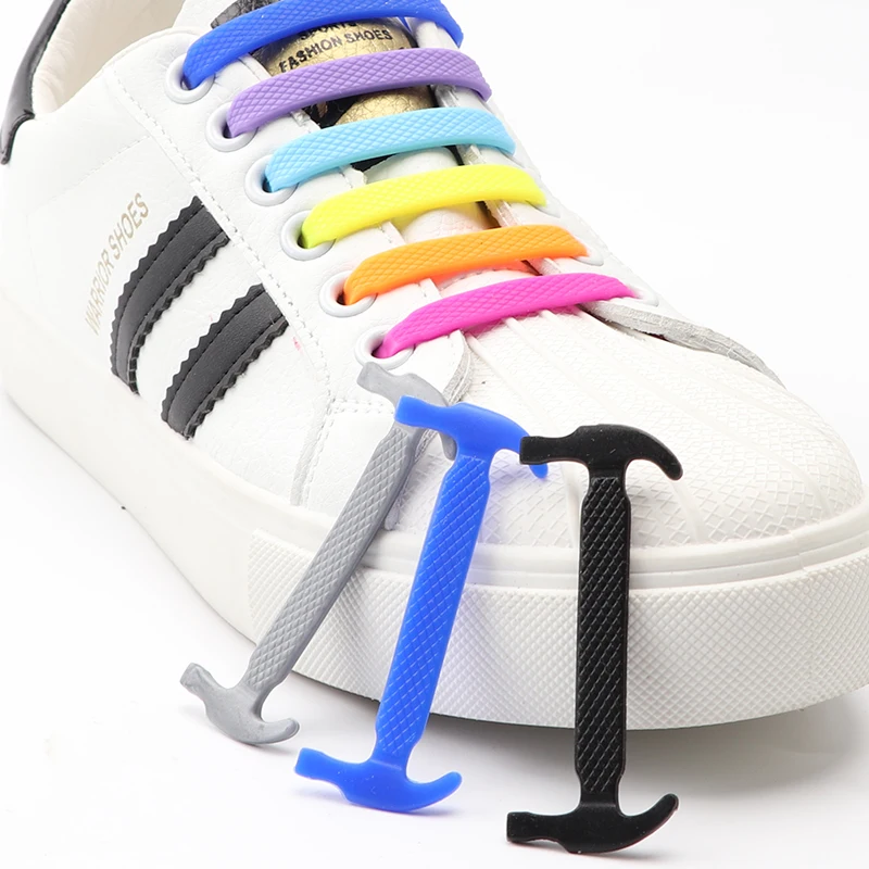 12pcs/set Silicone No Tie Shoelaces Rubber Band For Shoes Elastic Laces Sneaker For Men Women Casual Shoes Laces Without Binding