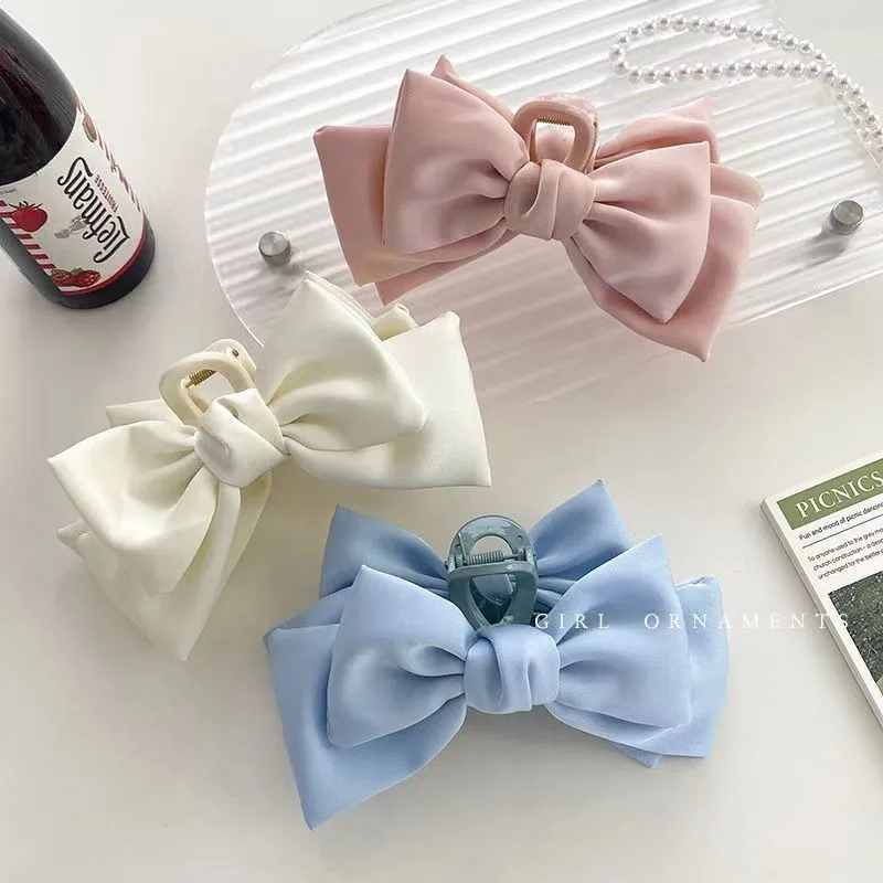 Fashion Women Bow Hairpin Korean Version of Solid Color Butterfly Satin Hair Clips Girls Hair Accessories Headwear