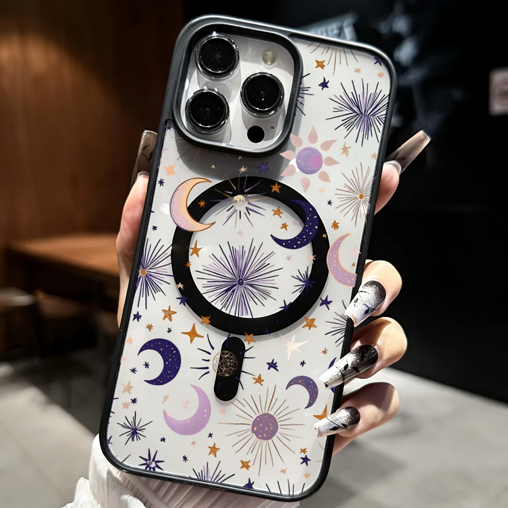 Stars Moon Y2K Transparente Hülle für Magsafe iPhone 16 15 Pro Max 17 15 14 11 13 12 ProMax Plus Hüllen Kabelloses Laden TPU Drop Fundas – Detail 10